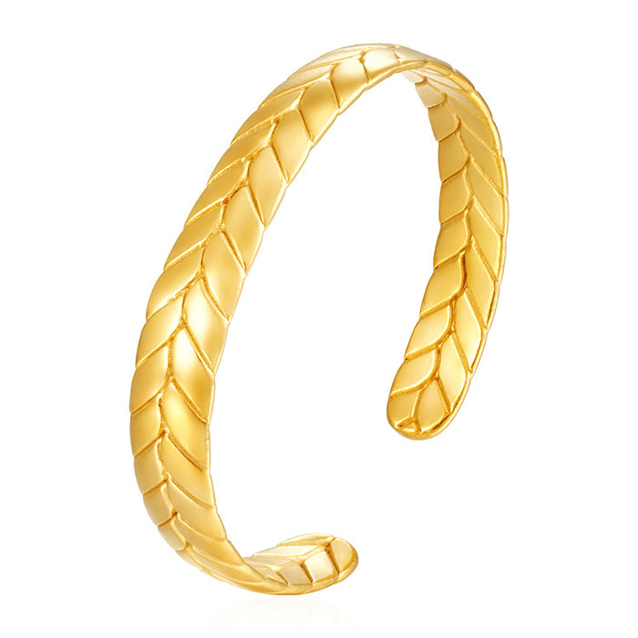 18K gold plated wheat ear stainless steel simple ladies bracelet