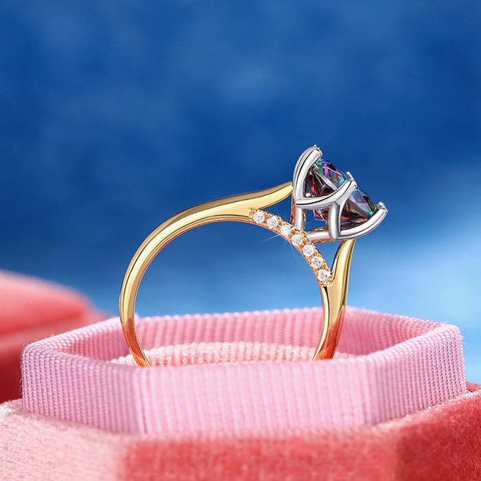 Colorful six-claw ring, all-match bride's daily index finger ring