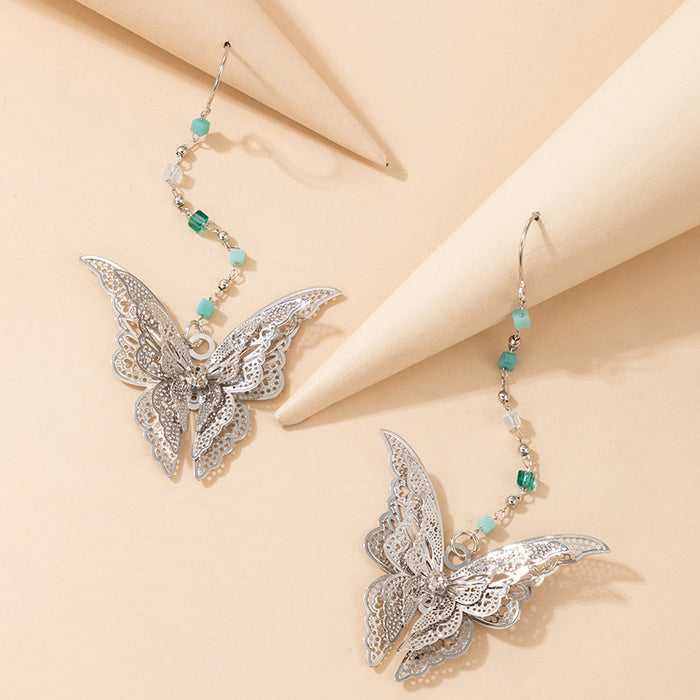 Hollow double layer butterfly creative earrings