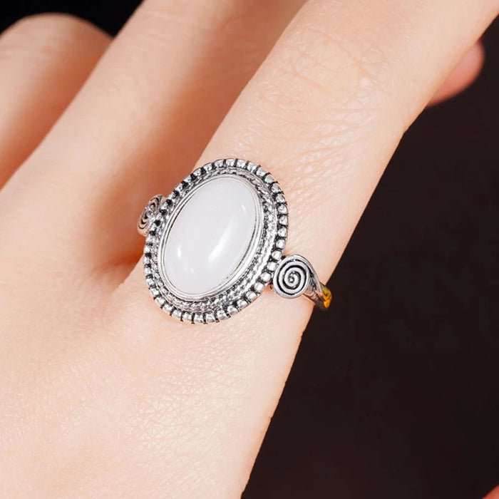 Exaggerated punk moonstone ring cross-border oval engagement ring