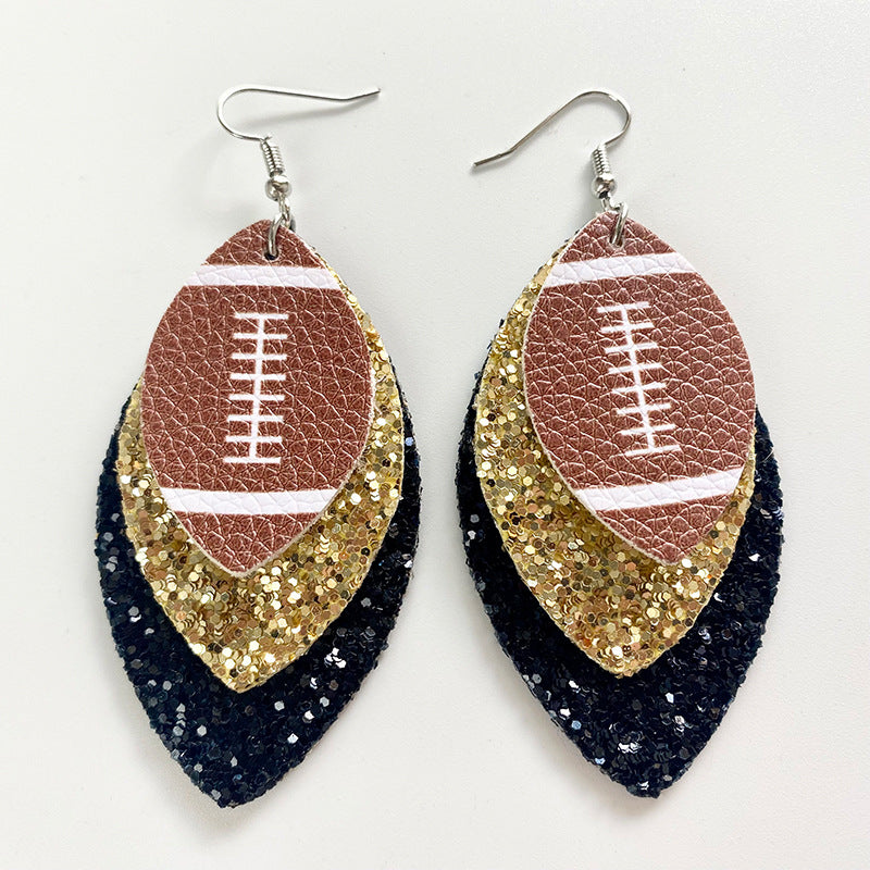 Sports Team Color Earrings with Cheerleading, Football, Baseball, and Softball Design