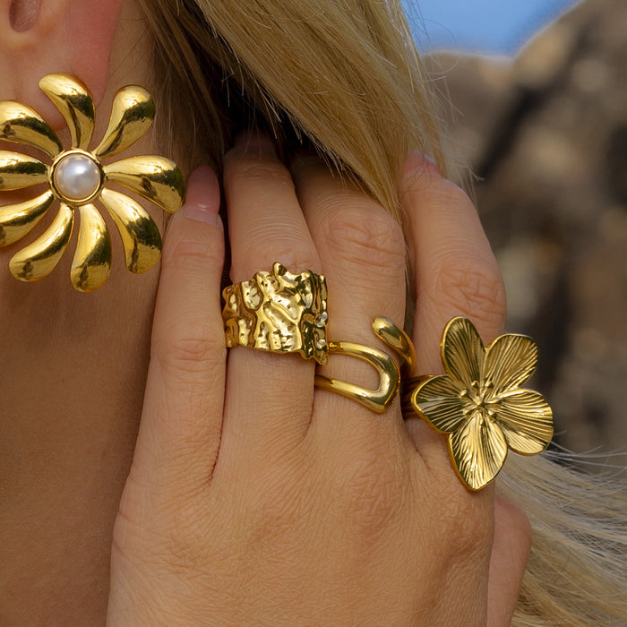 Stainless Steel Flower Stacking Ring