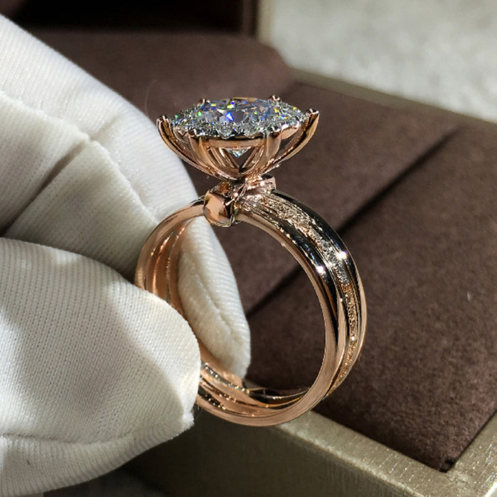 Two-tone zircon engagement ring