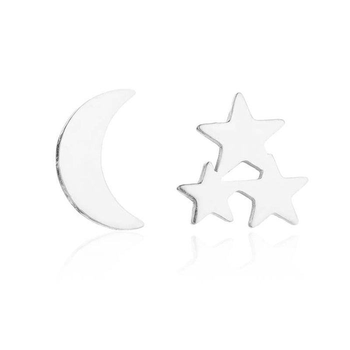 Black star and moon earrings, cross-border new stainless steel simple star and moon earrings personalized accessories wholesale