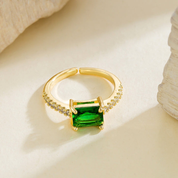 Wholesale emerald zircon diamond-set open rings
