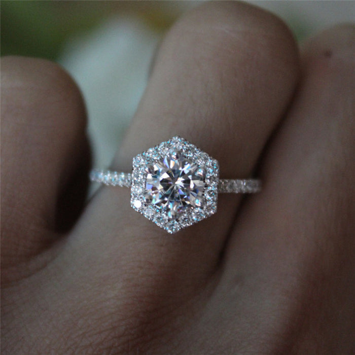 Platinum plated zircon wedding proposal ring