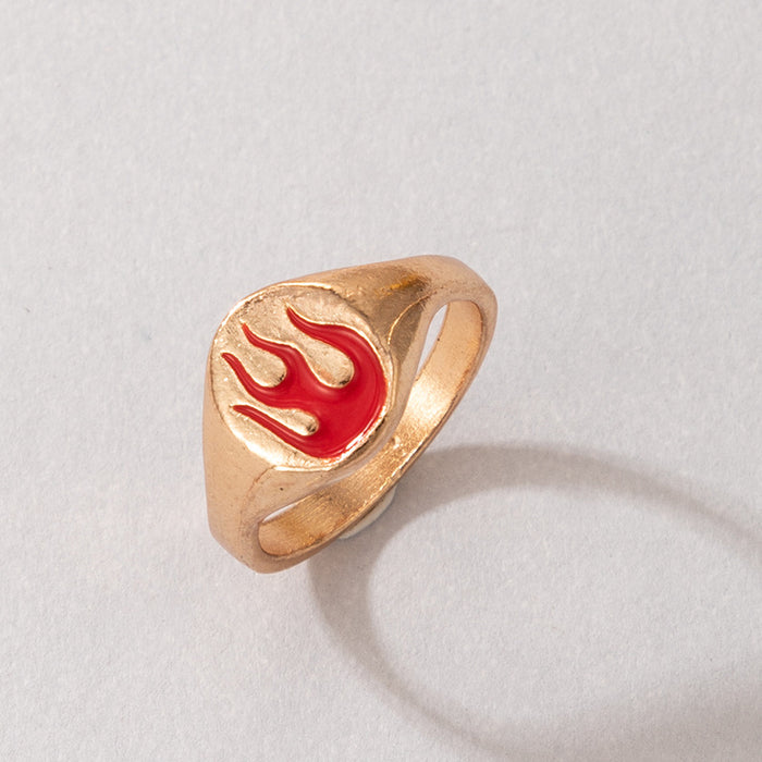 Irregular geometric red flame oil drip ring