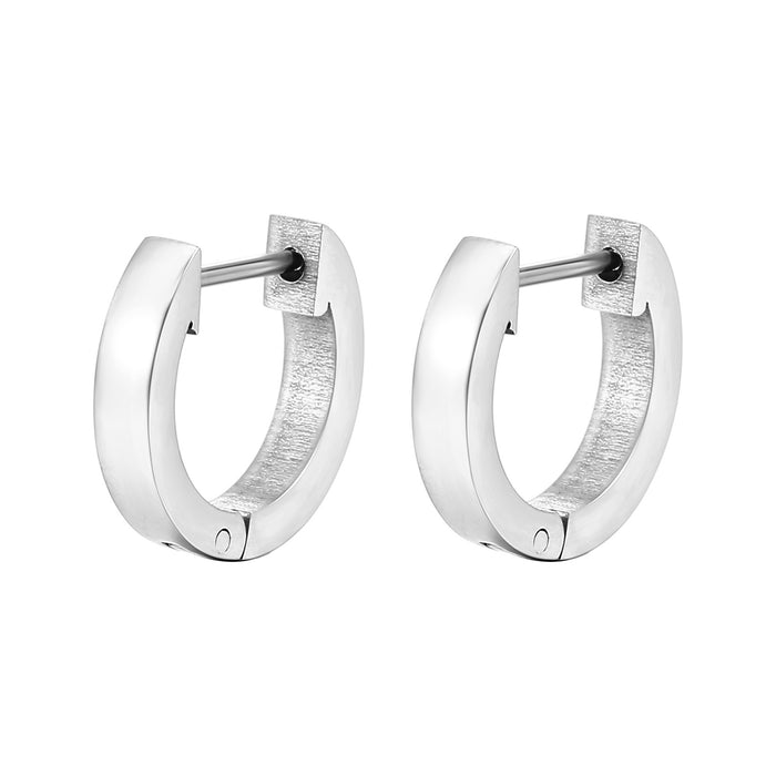 Geometric stainless steel round 18K gold-plated titanium steel earrings