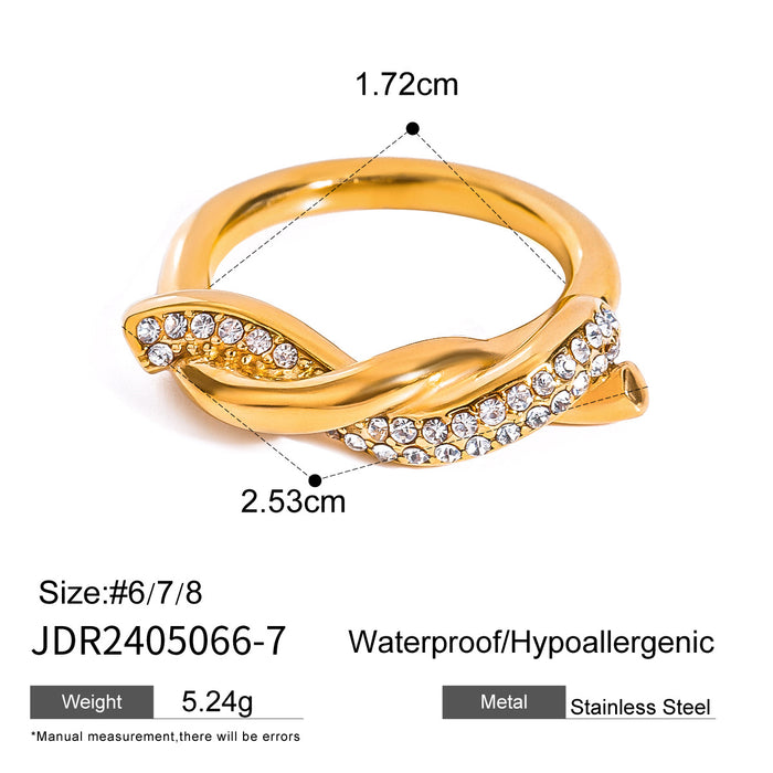 Stainless steel zircon pearl ring