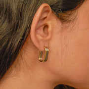 Stainless steel contrast color earrings, titanium steel earrings, no fading - wallojewerly 