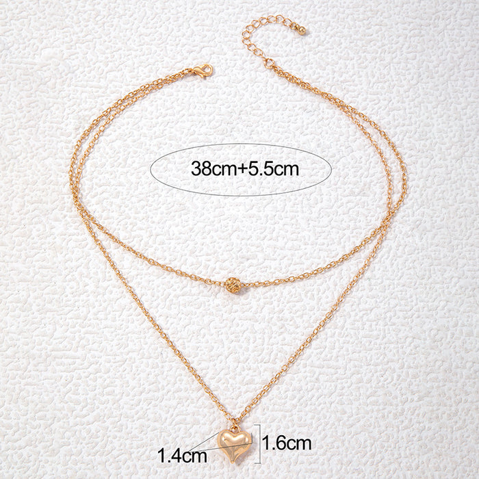 Double Layered Heart Pendant Necklace - Elegant and Trendy Jewelry for Women