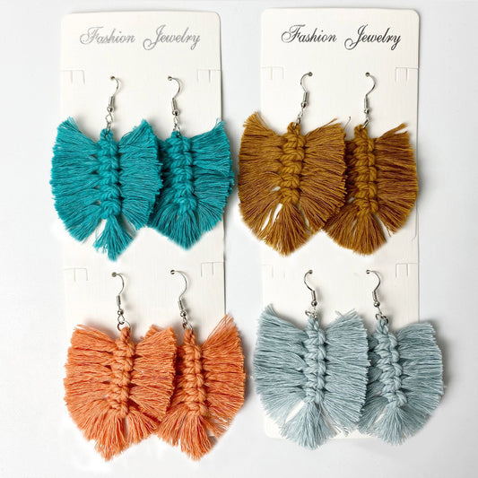 Bohemian Tassel Earrings with Wooden Design for Wedding and Gifts