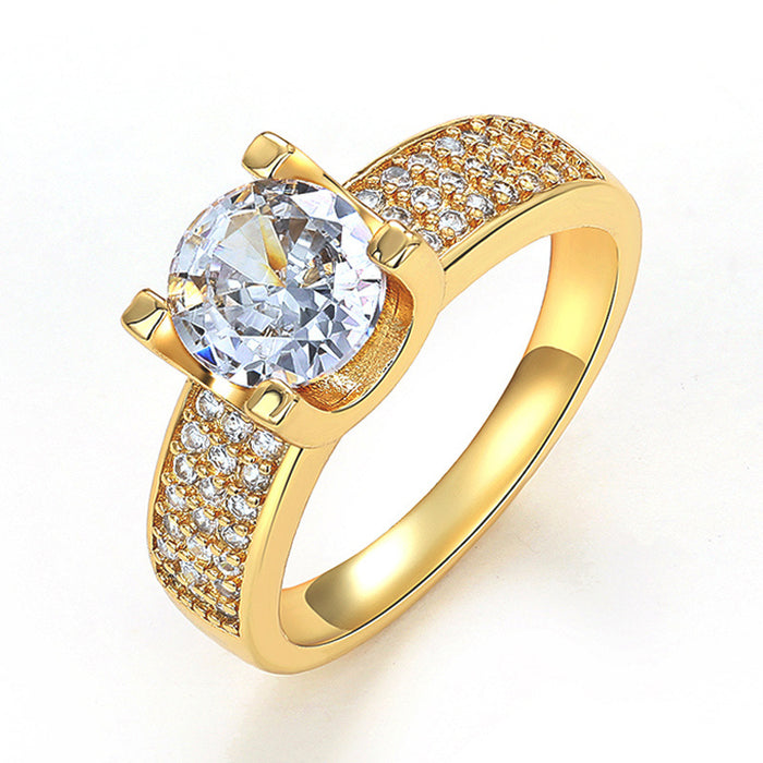 Group inlaid four-claw simulated zircon ring micro-inlaid luxury retro versatile ring