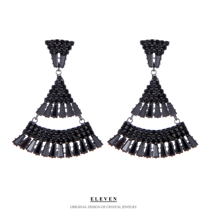 Exquisitos pendientes en forma de abanico: colgantes de diamantes de imitación vintage para un estilo elegante