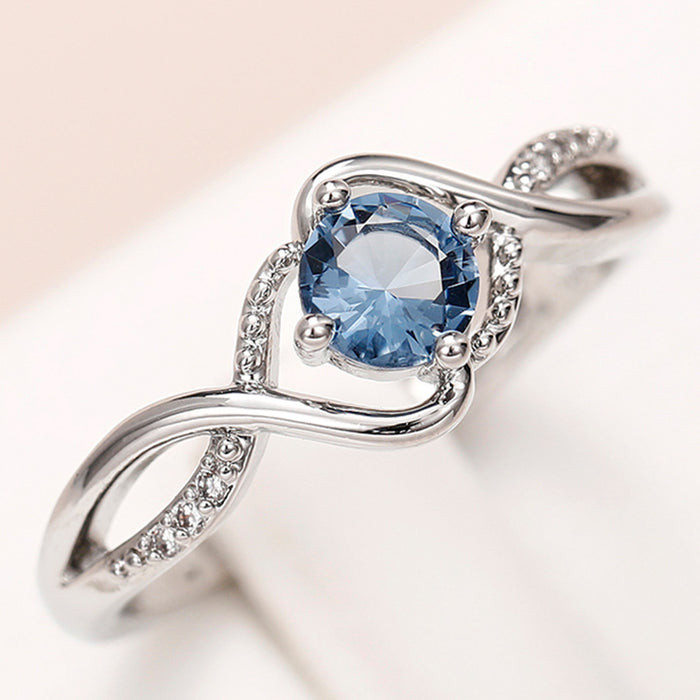 Blue diamond zircon wave ring light luxury niche index finger ring