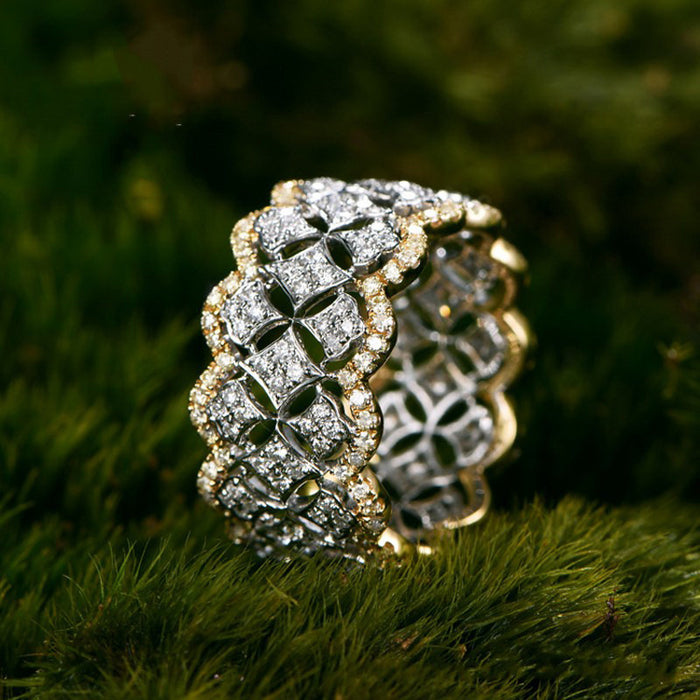 Lace Honeycomb Crown Gemstone Ring