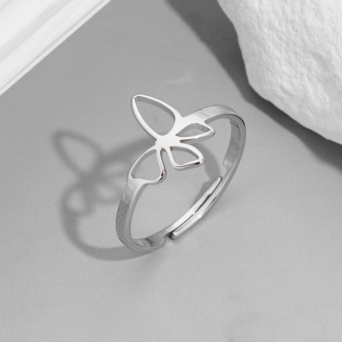 INS style butterfly ring, small fresh stainless steel open hollow ring wholesale