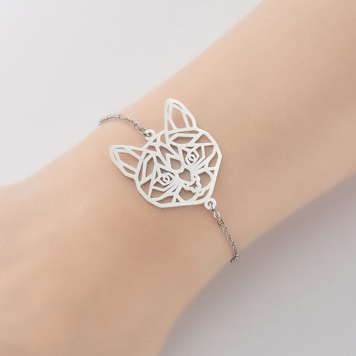 Origami cat pendant bracelet, 18K small animal light luxury bracelet wholesale