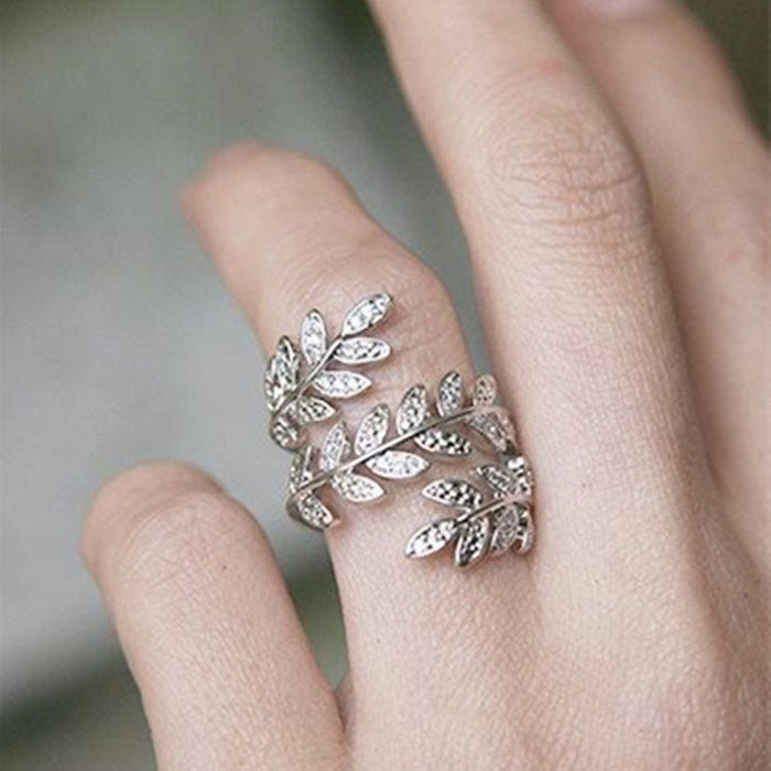 Simple snake flower cluster ring, floral leaf wheat ear ring