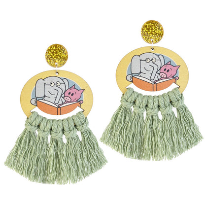 Fun Reading Themed Woven Tassel Earrings with Pencil Design for Students and Teachers