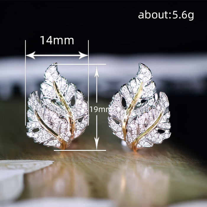 Pastoral style leaf earrings temperament square round face earrings