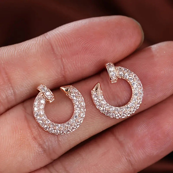 Simple nail hoop earrings elegant girl earrings