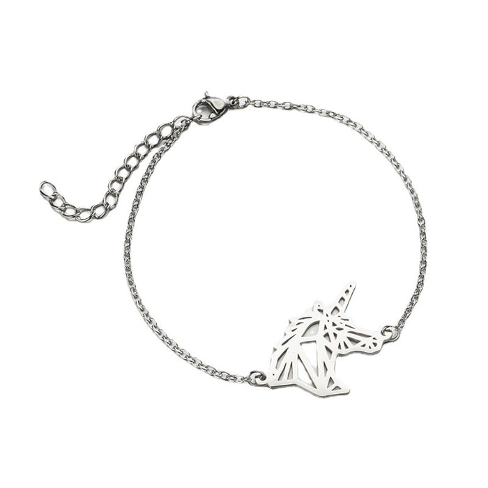 18K gold electroplated unicorn bracelet, fantasy animal cartoon jewelry wholesale