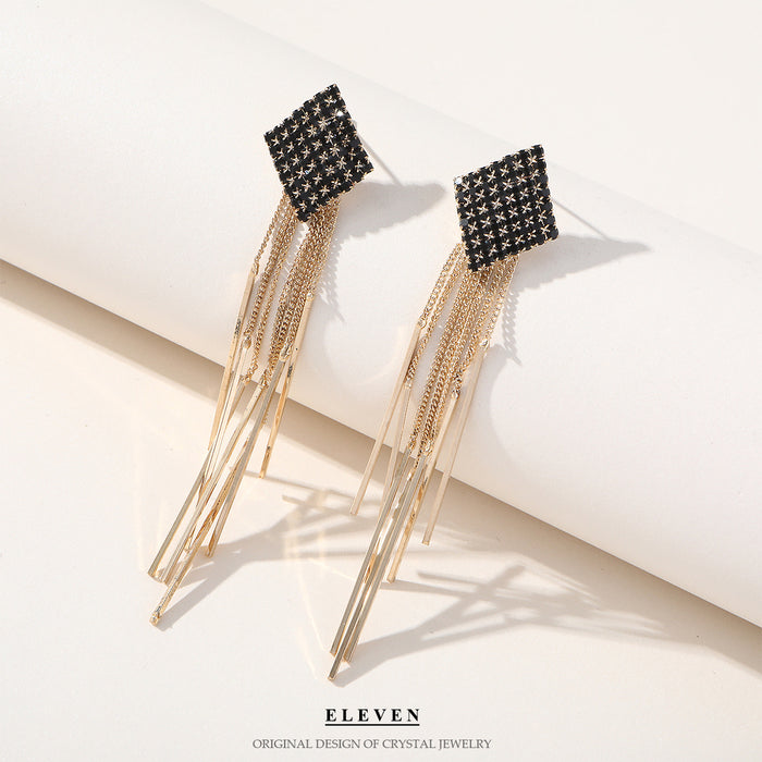 Luxury Geometric Rhinestone Earrings - Elegant Statement Jewelry for Women