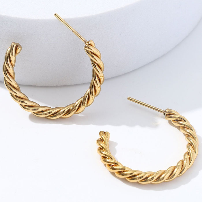 Hollow round earrings light luxury 18K earrings