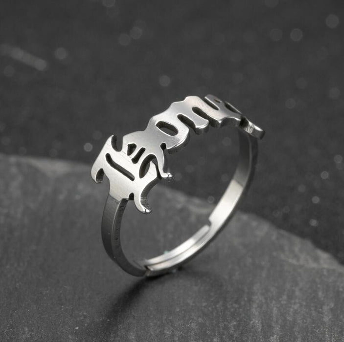 Vintage English letter rings, wholesale of Honey open stainless steel rings