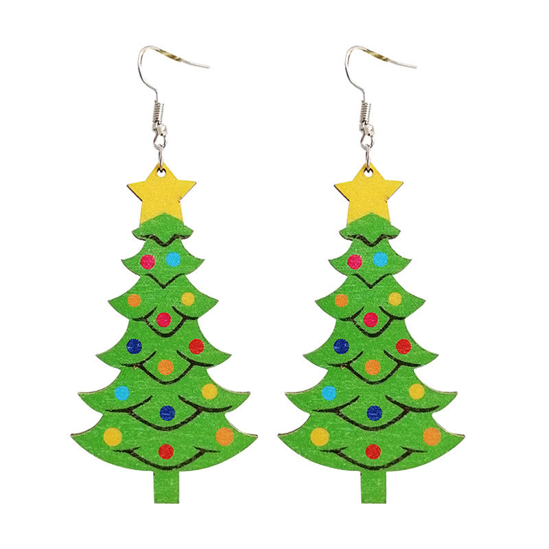 Wooden Santa earrings