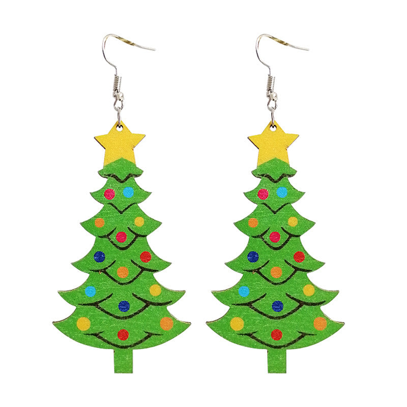 Wooden Santa earrings - wallojewerly 