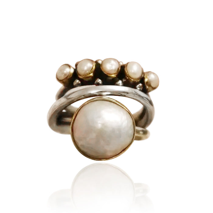 Vintage Thai Silver Imitation Pearl Ring