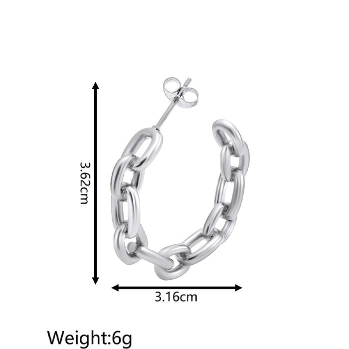 Pendientes de cadena en forma de C de acero de titanio Pendientes de acero inoxidable del mismo estilo de Amazon Pendientes de moda