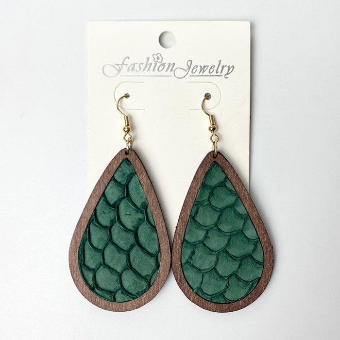 Wooden fish scale earrings