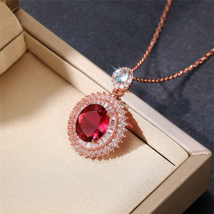 Ruby Pendant Colored Gemstone Series Necklace One Piece Dropshipping