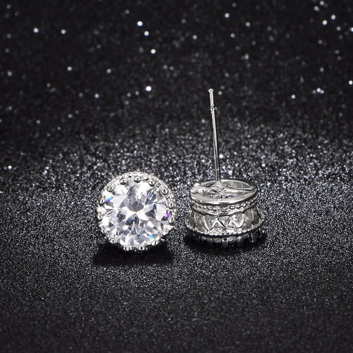 Palace style crown zircon earrings