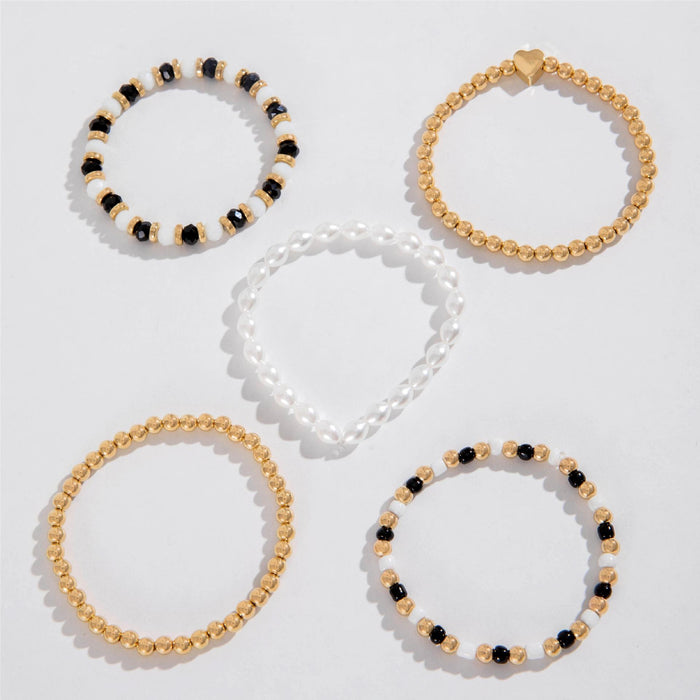 Bohemian Black Heart and Geometric Chain Bracelet Set – Ins-Style Women’s Jewelry