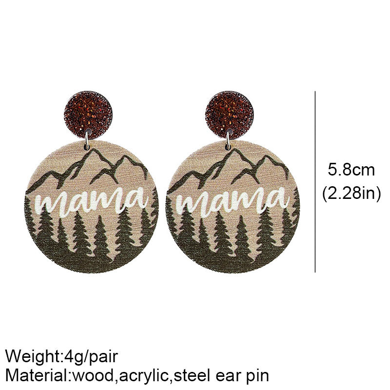 Wooden Mother Bear Earrings - wallojewerly 