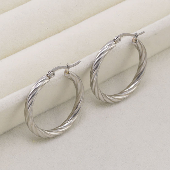 Stainless steel twisted earrings 18K plated women's temperament trendy earrings