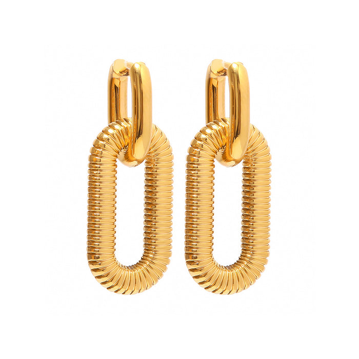 18K Gold Plated Stainless Steel Tassel Earrings - Trendy Geometric Design