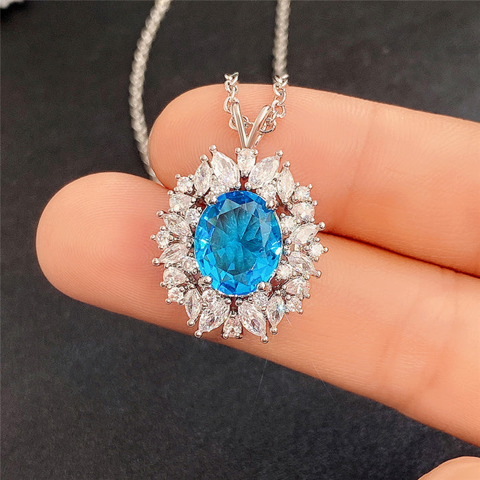 Imitation sapphire pendant colored gemstone necklace manufacturers supply wholesale