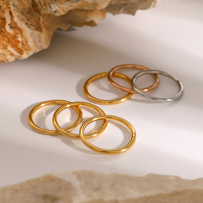 Stainless Steel Minimalist Ring - High-End Ins Style Gold Color Tarnish-Resistant Rings