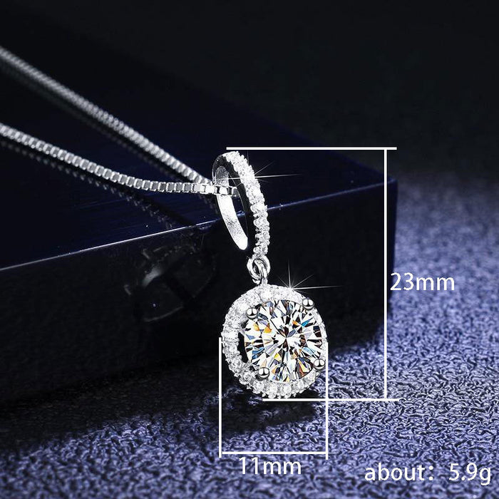 Retro Circle Full Diamond Pendant Women's Clavicle Chain Necklace