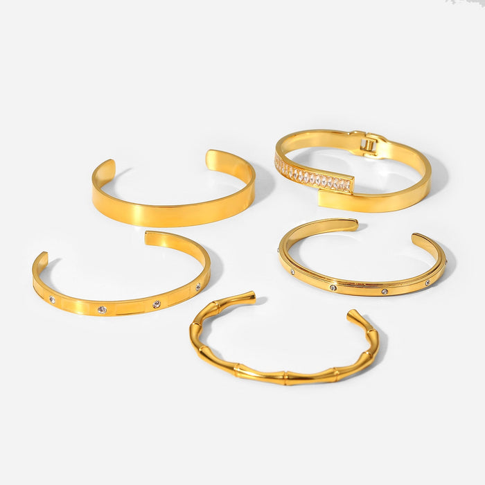 Stainless Steel Gold Plated Open Bracelet - wallojewerly 