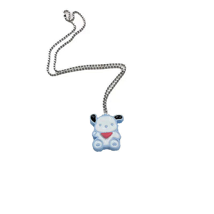 Y2K style hot girl puppy necklace cute oil drop version necklace