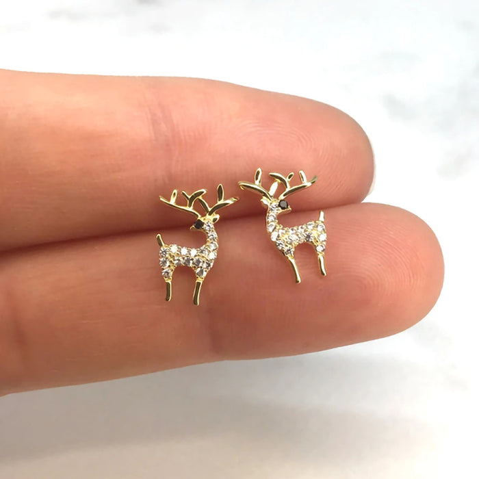 Geometric zircon deer earrings Christmas gift earrings fashion inlaid earrings