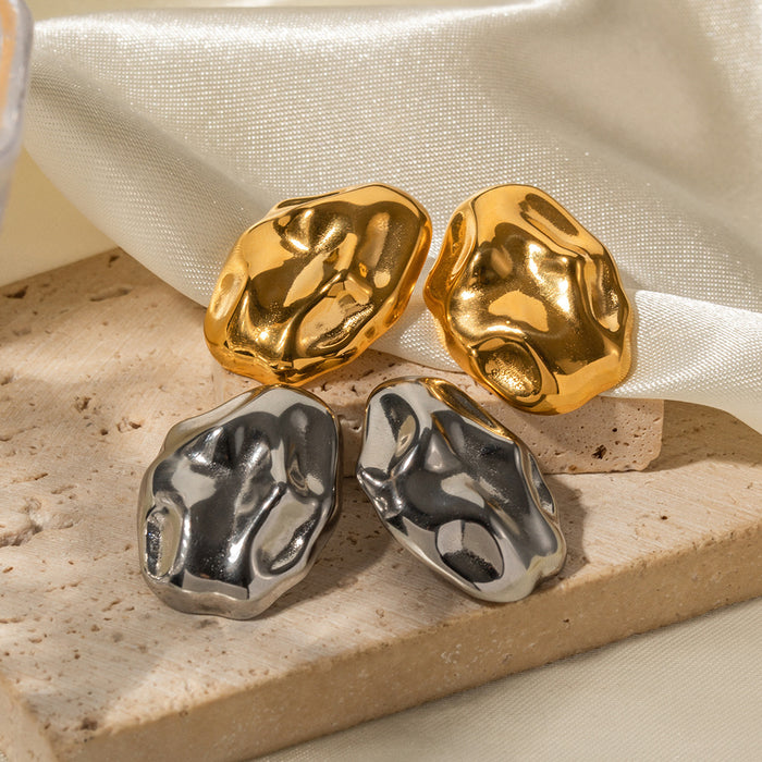 Pendientes de acero inoxidable chapados en oro de 18 quilates con circonitas - Joyería de moda