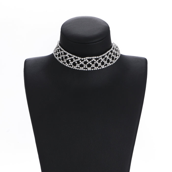 Trendy Rhinestone Layered Necklace - Fashionable Statement Chain for Women