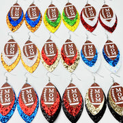 Football Mom Glitter Leather Earrings with Cheerleader Design - wallojewerly 